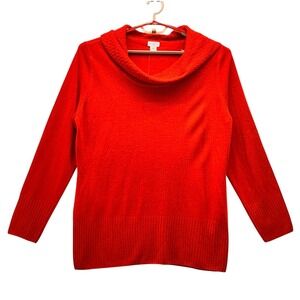 Vintage Cowl Neck Sweater XXL Tomato Red